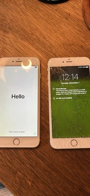 Dos (2) Apple iPhone 6 Plus A1522 Oro Rosa Ambos Encendidos LEER Descripción Foto 1 de 4