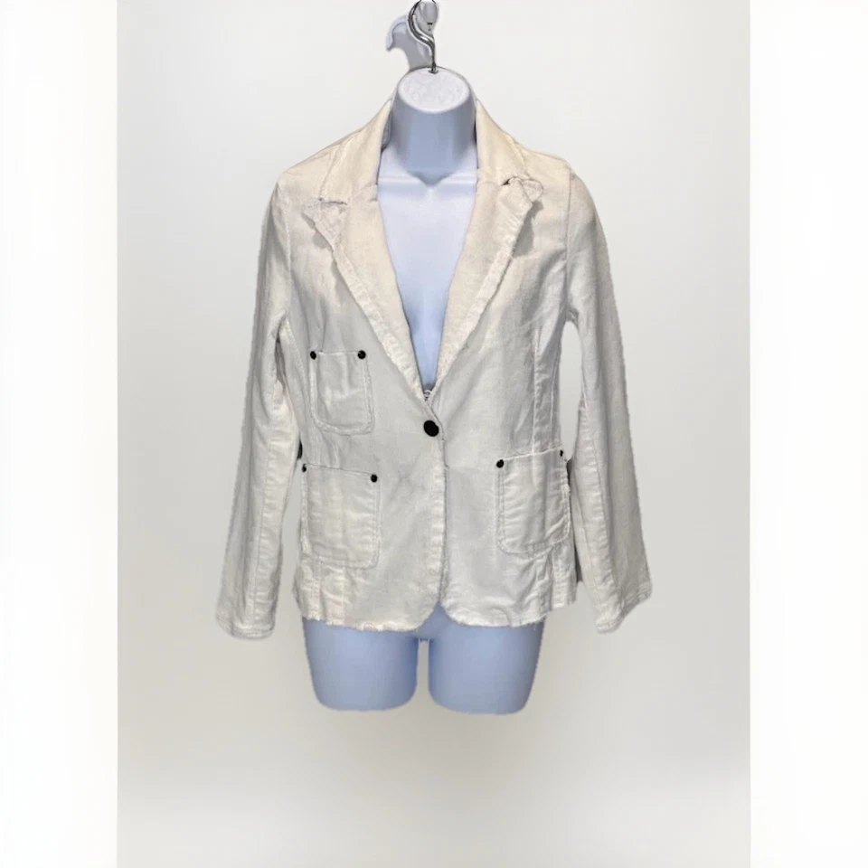 Chaqueta de Colección Bebe Y2K Cordoroy Blanca Elástica Ajustada Bolsillos Delanteros Abiertos Años 2000 XS Foto 1 de 4