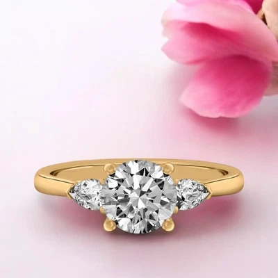 Round Cut Diamond Ring 18k Yellow Gold Lab Grown 1.4 Carat IGI Certified Size 6 - Image 1 of 4