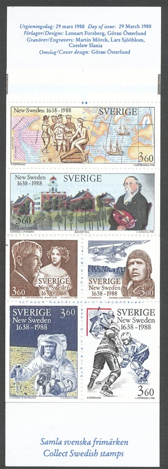 Sweden 1988 Booklet New Sweden Engravers Slania Sjööblom Mörck. MNH - Image 1 of 1