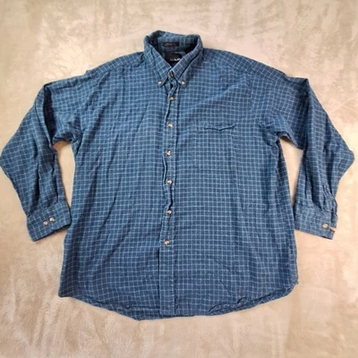 Bill Blass Flannel Shirt Mens XL Blue Grid Check Casual Button Down Soft - Image 1 of 4