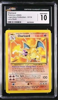 2002 Pokémon Charizard #3 Non Holo Legendary Collection Lava Theme Deck CGC 10 - Image 1 of 2