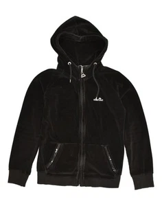 ELLESSE Womens Zip Hoodie Sweater UK 12 Medium Black Cotton AS68 - Picture 1 of 3