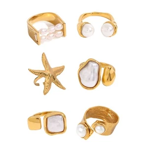 Stainless Steel Stainless Steel Ring Geometric Ring Vacation - Photo 1/19
