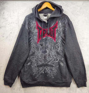 Y2K Tapout Hoodie Great Graphic Dark Gray XL Fleece Full Zip Grunge - Picture 1 of 5