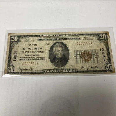 Nesquehoning PA National Currency, First National Bank Of Nesquehoning PA 1929 - Image 1 of 4