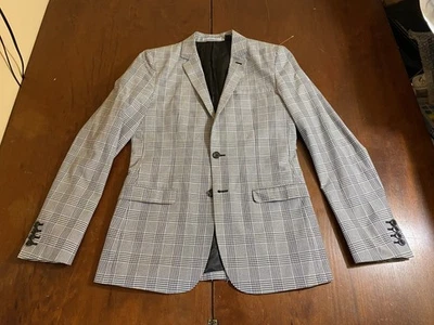 2024 BEN SHERMAN Gray Plaid Sport Coat Suit Blazer S Small Cotton - Image 1 of 4