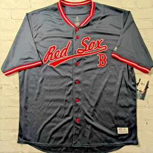 Mens 2XL True Fans MLB Boston Red Sox Fashion Jersey Button Down - NEW - Picture 1 of 14