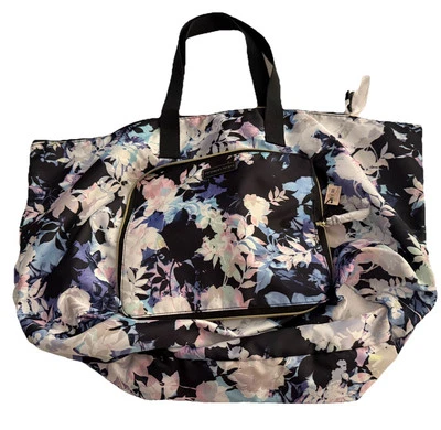 Victoria's Secret Noir Floral Getaway Packable Weekender Nylon Tote Bag Nwt - Image 1 of 4