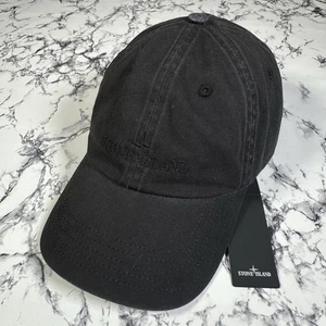 STONE ISLAND Mens Washed Black Tonal Logo Baseball Cap BNWT Authentic Certilogo - Picture 1 of 11