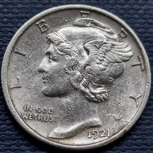 1921 D Mercury Dime 10c Key Date Higher Grade XF - AU Details #93615 - Picture 1 of 2