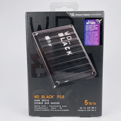 Western Digital WD Black P10 5TB External Game Hard Drive PlayStation Xbox PC - Image 1 of 4