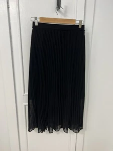 Halogen Women's Long Midi Skirt Pleated Black Sz Petite Small Pull On - Picture 1 of 12