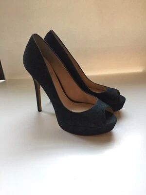 New Vince Camuto Women Denim Blue Jeans Peep Toe Platform Heels SZ 8 - Image 1 of 4