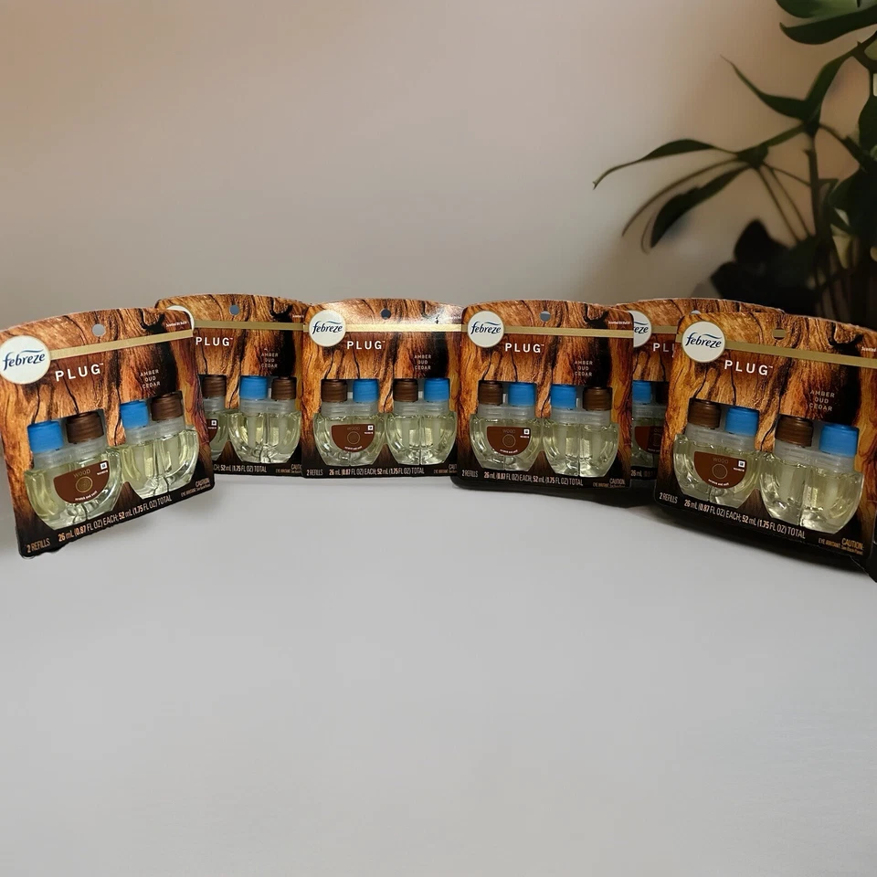 (2- Pack) Febreze WOOD AMBER OUD CEDAR Oil Refills HTF