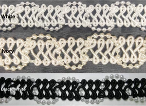1/2" Braid Gimp with White Pearls - 18 yards - Many Colors Available! - Picture 1 of 7