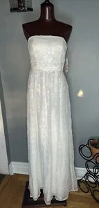 NWT GB Gianni Bini White Strapless Sequin Maxi Dress SzL( Juniors) - Picture 1 of 7