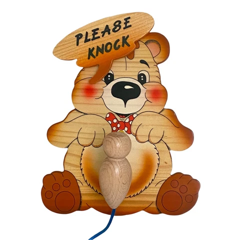 Bartolucci Teddy Bear Wood Door Knocker w Woodpecker Children Made in Italy Cover