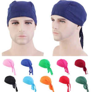 Women Men Skull Durag Bandana Sport Du Rag Head Scarf Wrap Bike Pirate Hat Caps - Picture 1 of 46
