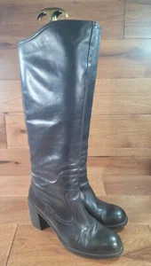 JANET & JANET Womens Black Leather Knee High Heel Boots SIZE 40 US 10 - Picture 1 of 12