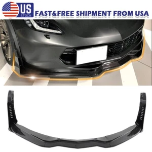 Fits 1419 Corvette C7 Z06 Stage 4 Front Lip Splitter + Side Winglets Carbon Look - Picture 1 of 13