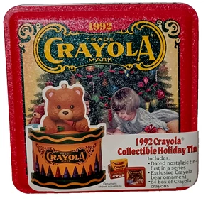Crayola 1992 Collectible Holiday Tin Crayons Ornament New Open Box - Picture 1 of 5