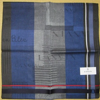 Lenço LANVIN en bleu *Logotipo jacquard 48cm/GONINSH - Imagem 1 de 4
