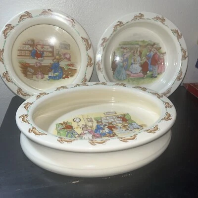 Royal Doulton BUNNYKINS Barbara Vernon Set Of 3 Baby Bowls Vintage - Image 1 of 4