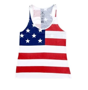 Juniors United States of America Patriot USA American Flag Cosplay Tee Tank Top - Picture 1 of 2