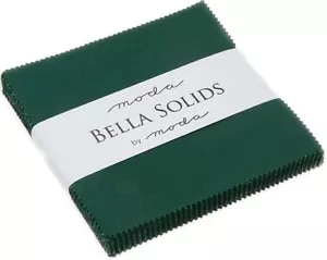 Christmas Green Moda Bella Solids Charm Pack 42 5" Precut Cotton Quilt Squares - Picture 1 of 1