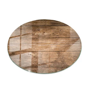 Glas Tischplatte Round Dekor Gehärtet Glasscheibe Ökologische Holzstruktur fi50 - Bild 1 von 7