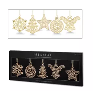 Mestige Decorative Christmas Ornaments With Swarsvoki Crystals 5 Pack in Gold - Picture 1 of 8