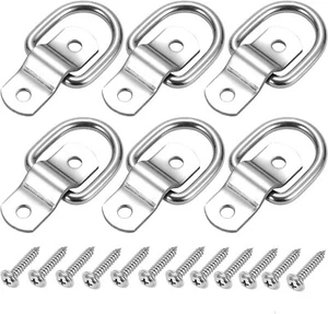6PCS Heavy Duty Steel D Rings Tie Down Anchors 1/4" Trailer Hooks for Truck - Picture 1 of 6