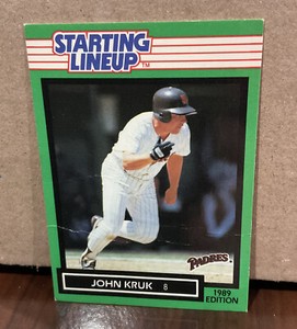 JOHN KRUK 1989 KENNER STARTING LINEUP CARD - SAN DIEGO PADRES (CREASED)