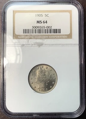 1905 5c Liberty V Nickel NGC MS64 - Image 1 of 4