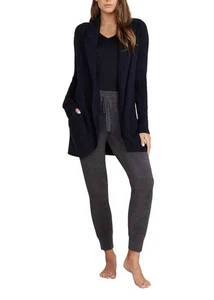Barefoot Dreams Cozychic Lite Cardigan Sz Medium Black Sweater Comfy Lounge Top - Picture 1 of 4