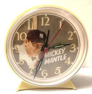 1960's Mickey Mantle "Hand Wind" Desk Alarm Clock Original As Found+Used As-Is! - Picture 1 of 12