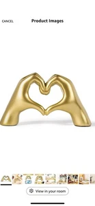 Decorative gold hand heart shaped love hand figurine for bedroom and living room - Picture 1 of 3