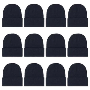 12-Pack Knitted Winter Beanie Hats for Men and Women, Warm and Cozy Cuffed Sk... - Picture 1 of 6