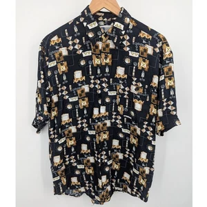 Vintage Abstract Geometric Casual Button Down Men's Medium Lightweight Shirt - Picture 1 of 4