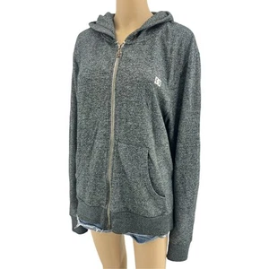 DC Shoes LARGE Heathered Gray Full Zip Up Hoodie Skater Track Jacket - Picture 1 of 8