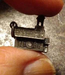Sterling? Charm Micro Mini Silver Chapel Church 3D Steeple Window Vtg 1/2" Token - Picture 1 of 17