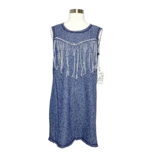 Cousin Earl Kleid Damen XS Blau Frottee Ärmellos Fransen Brustdetail Neu mit Etikett - Bild 1 von 8