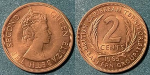 Eastern Caribbean States 1965 2 Cents-QEII KM-3 Bronze UNC #91 - Picture 1 of 2