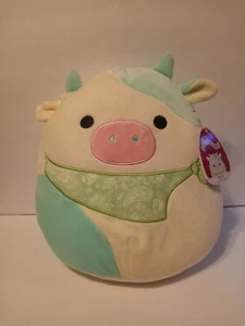Squishmallow Belana Cow with Green Bandana New With Valentines Tag 11 Inch - Picture 1 of 4