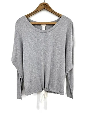 New Eberjey Gisele Slouchy Pajama Top Only Womens M Grey Ivory Tencel Modal - Image 1 of 4