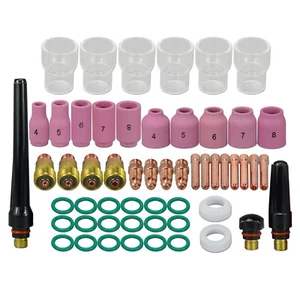 Kit coppa Pyrex lente gas TIG #12 per torcia saldatura DB SR WP 17 18 26 TIG 55 pezzi - Foto 1 di 11