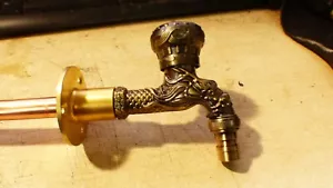 Vintage Style Brass Garden Kitchen Tap, Bathroom Wall Mounted Tap Dragon 01 - Picture 1 of 7