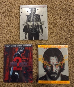John Wick 1, 2, & 3 Walmart Limited Edition Blu-ray/DVD Steelbooks - NEW/SEALED - Picture 1 of 2