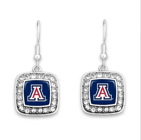 47274 Arizona Officially Licensed Square Dangle Earrings with rhinestones Cover